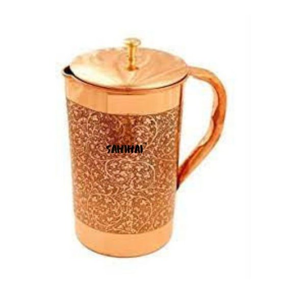 Copper water jug Jug with lid Copper jug with lid Copper water container Copper pitcher with lid Ayurvedic water jug Traditional copper jug Copper vessel with cover Rustic water jug Handcrafted copper jug Health benefits of copper Water storage in copper Ayurveda and copper utensils Pure copper jug Antique copper pitcher Copper drinkware Hydration in copper vessels Copper kitchenware Eco-friendly water jug Stylish copper jug